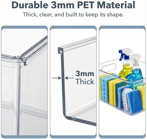 MOONEDGE 10 Pack Clear Plastic Storage Organizer Bins, 4 Large & 6 Narrow - Image 6