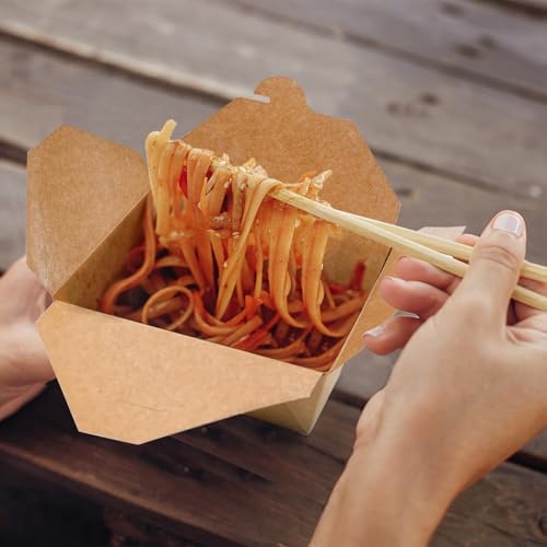 EcoDispose 300 Pack 45 oz Kraft Paper Takeout Food Containers - Image 6
