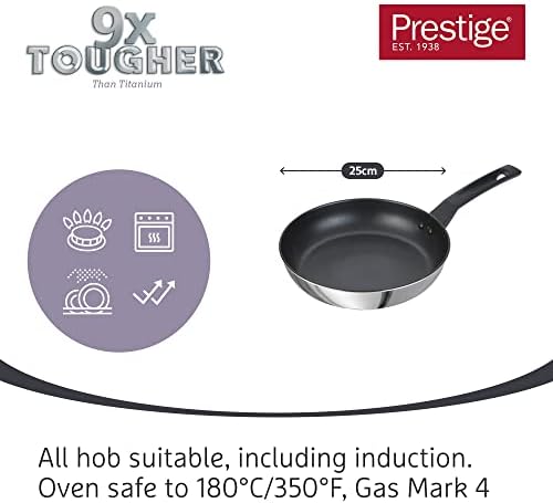 PRESTIGE - 9x Tougher - Frying Pan -Ultra Durable Stainless Steel - Non-Stick - Induction Suitable - Dishwasher and Oven Safe - 25cm - Image 6