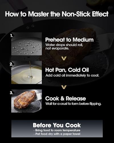 Carbon Steel Frying Pan Set, 8 10 12 Inch Nitrided Skillets | Complete Size Range for Everyday Cooking; Preseasoned Surface Develops Natural Patina without Coatings - Image 6