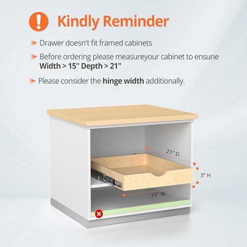 ZOINLIY Wooden Pull Out Cabinet Organizer, 21'' Deep Slide Out Drawer - Image 7