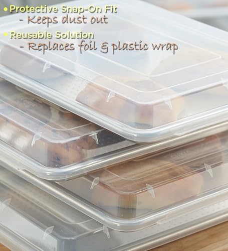 CURTA 6-Pack Full Size Sheet Pan with Cover (12 Piece Bundle), NSF Listed Commercial Dishwasher Safe Baking Pans & Polypropylene Lids, Heavy Duty Bun Pan for High-Volume Baking & Storage - Image 6