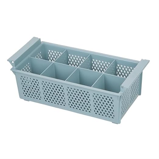 Olympia Kristallon Cutlery Basket, Grey, 8 Compartment, Size: 130(H) x 210(W) x 425(D) mm, Dishwasher Safe, Culery Drying Rack, P174 by Olympia