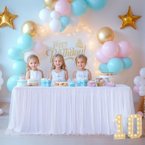 White Table Cloth Rectangle Table Covers for 6 Foot Tables, White Tulle Table Skirt Rectangle Table 6ft Stretch Tulle Tablecloth Skirt Fitted Elastic Banquet Party Wedding Table Cloth for 6 Foot Table - Image 6