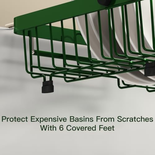 MAJALiS Green Dish Drying Rack Over The Sink with Utensil Holder - Image 7
