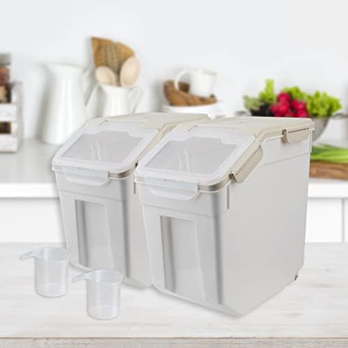 Large Flour Storage Container Bin 25lb, 4Pack Airtight Rice Storage Containers with Wheels Seal Locking Lid, BPA Free with Measuring Cup&Scoop for Flour, Rice, Grain(Gray) - Image 6
