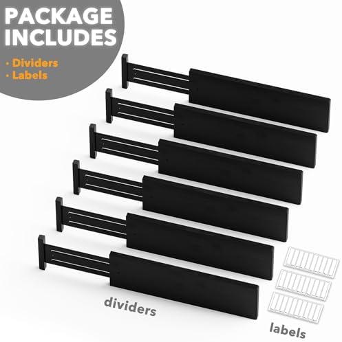 SpaceAid Bamboo Dresser Drawer Dividers 6 Pack, 4.65“ High Adjustable 17“-22” Drawer Organizers, Expandable Organization for Clothing, Clothes, Dressers, Black - Image 7
