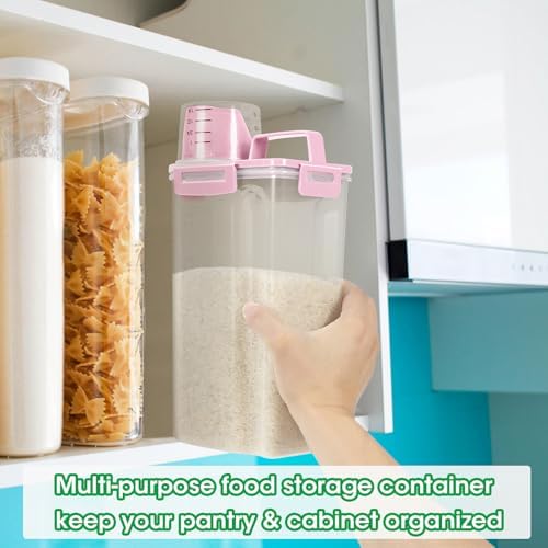 TBMax 2 Pack Airtight Rice Container 5 Lbs +10 Lbs, Cereal Container Oatmeal Storage with Easy-pouring Spout & Handy Cup for Flour Grain Beans, Pet Dog Cat Bird Food Storage Dispenser -Pink - Image 7