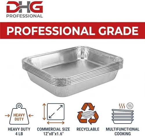 Heavy Duty 4 LB Disposable Aluminum Foil Pans with Lids – Durable Bakeware for Baking, Roasting, Catering, Storage - 12 x 8 x 1.6 Inch – 250 Count - Image 7