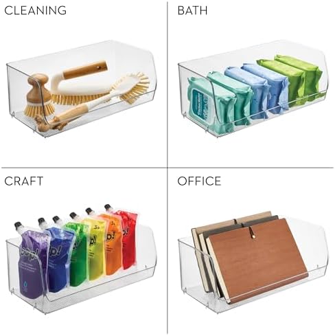 iDesign Stackable Open-Front Storage Bins, Clear - Image 7