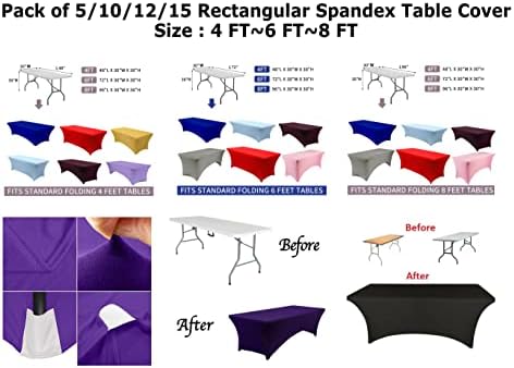 MDS® Pack of 10 Spandex Tablecloth 6FT Tight Fitted Stretch Table Cover – Washable Wrinkle-Free Reusable Elastic Patio Tablecloth for Wedding, Party, Banquet, Trade Show, Event Décor - Olive Green - Image 6
