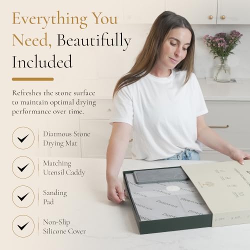 Large Stone Drying Mat for Kitchen Counter, Diatomaceous Earth Foldable Dish Drying Mat, Diatomite & Silicone Fast Water Absorbing Dry Pad, Thick Folding Drainer Mats for Dishes & Countertops - Image 6