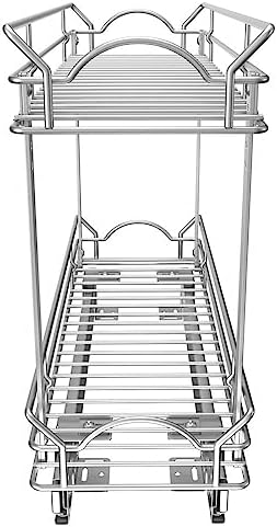 OCG Slide Out Cabinet Organizer for Narrow Cabinet (9" W X 21" D), 2 Tier Pull Out Shelves Slim Sliding Cabinet Organizer and Storage, Chrome - Image 7