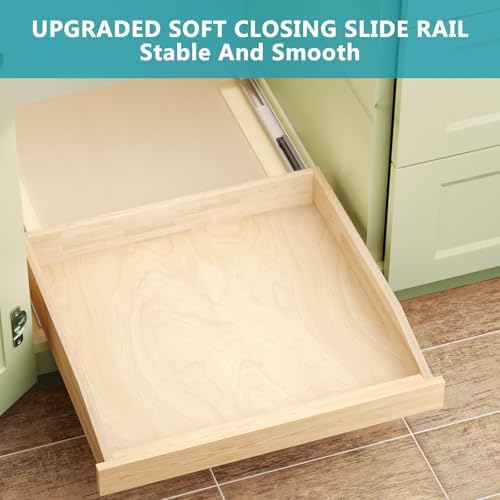 ROOMTEC Pull Out Cabinet Organizer with Soft Close, 22-1/2" W x 21" D, Pull Out Cabinet Drawer for Kitchen cabinets, Pull Out Cabinet Shelf, Finished, Bottom Assembly, 2PCS - Image 7