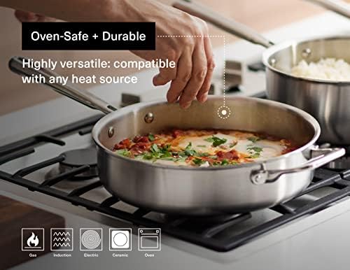 Misen 5-Ply Stainless Steel Cookware Set - Versatile, Dishwasher Safe - 9-Piece Set - 10" Skillet, 12" Skillet + Lid, 3 QT Saute Pan + Lid, 3 QT Saucier + Lid, 8 QT Stockpot + Lid - Image 7