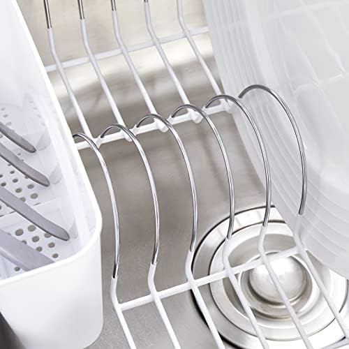Sweet Home Collection 2 Piece Dish Drying Rack Set Drainer with Utensil Holder Simple Easy to Use Fits in Most Sinks, 14.5" x 13" x 5.25", White (Pack of 12) - Image 6