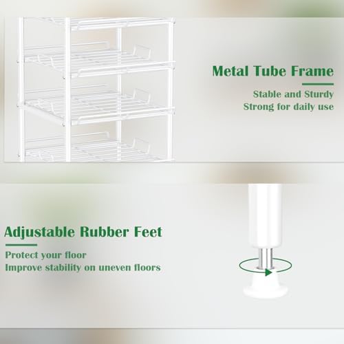 Water Bottle Organizer 5 Tier Free Standing Water Bottle Storage Rack Metal Water Bottle Rack Shelf Large Capacity Bottled Water Holder Beverage Soda Drink Stand for Kitchen Pantry Office,White - Image 6