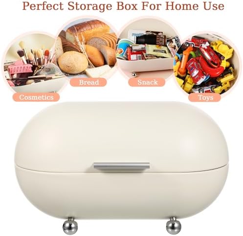 PRETYZOOM Bread Box for Kitchen Countertop, Vintage Bread Storage Container with Hinged Lid, Metal Breadbox Holder for Pastries/Loaves/Dry Food, Space-Saving - Image 7