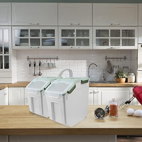 Large Flour Storage Container Bin 25lb, 2Pack Airtight Rice Storage Containers with Wheels Seal Locking Lid, BPA Free with Measuring Cup&Scoop for Flour, Rice, Grain(Green) - Image 6