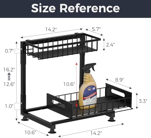 Saydear 2-Pack L-Shaped Under Sink Organizer, 2-Tier Pull-out Cabinet Rack - Image 6