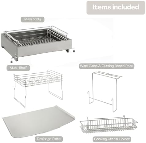 INEX Edge Noble Dish Rack (Titanium Gold, 13.6" H x 20.5" W x 13.4–21.6" D) - Image 6