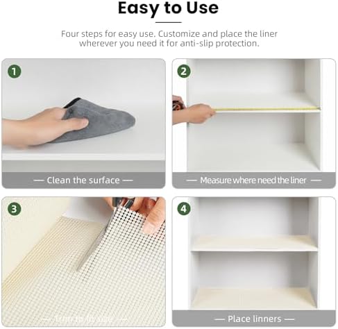 BAGAIL Non-Adhesive Shelf Liner, Thick Strong Grip Drawer Liners for Kitchen Cabinets, Heavy-Duty Easy Cut Cabinet Liners for Shelves, Pantry, Bathroom Cupboards - 12" x 10FT, Cream - Image 6