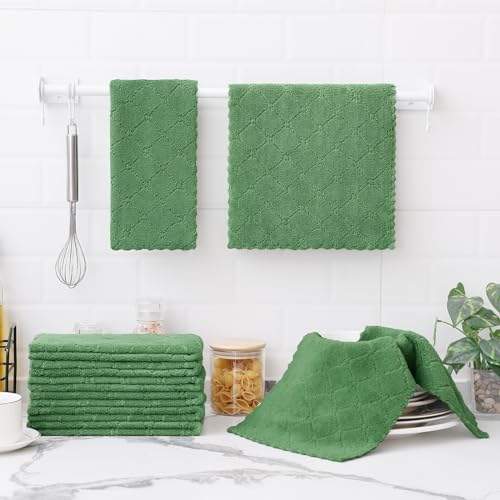Homaxy 12 Pack Super Soft Absorbent Dish Towels, 10" x 20", Grass Green - Image 6