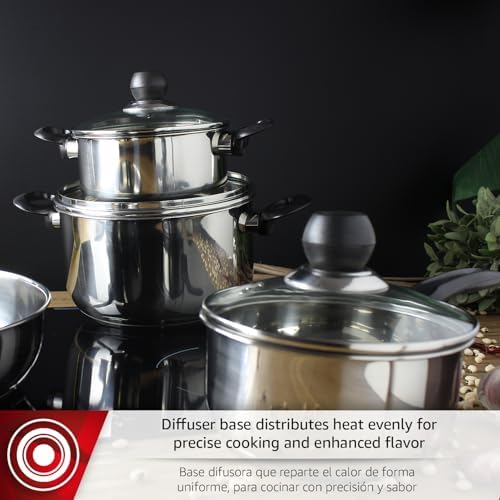 MAGEFESA Practika 7-Piece Stainless Steel Cookware Set, Includes Stockpot, Stew pot, Saucepan, Deep sauté, Compatible with All Types of Stovetops, Lids Included, Dishwasher safe - Image 5