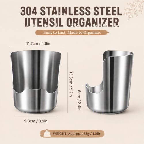 Thickened Stainless Steel Utensil Organizer - 2027 Upgraded Multifunctional Kitchen Utensil Organizer, Heavy Duty 304 Stainless Steel Utensil Holder for Pot Lids, Ladles, Spatulas, Cutting Boards,2PC - Image 7