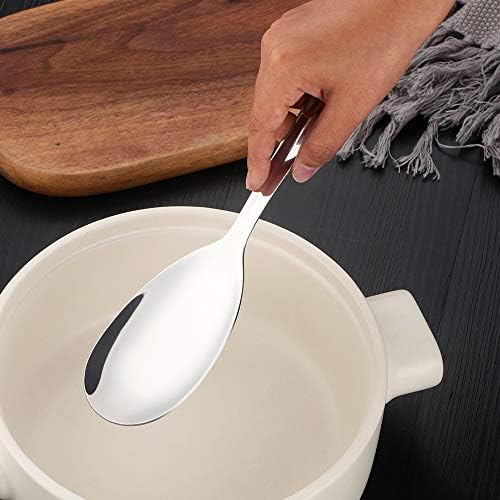 6 Pcs Silver Salad Spoon, Stainless Steel Titanium Plated Salad Servers Set Heavy Duty Mirror Polished Modern Spoons for Home, Kitchen and Restaurant(10.3 inches/26.2cm) - Image 7