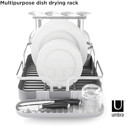 Umbra Holster Dish Rack– Molded Plastic Dish Drying Rack with Drainage Spout, Charcoal - Image 7