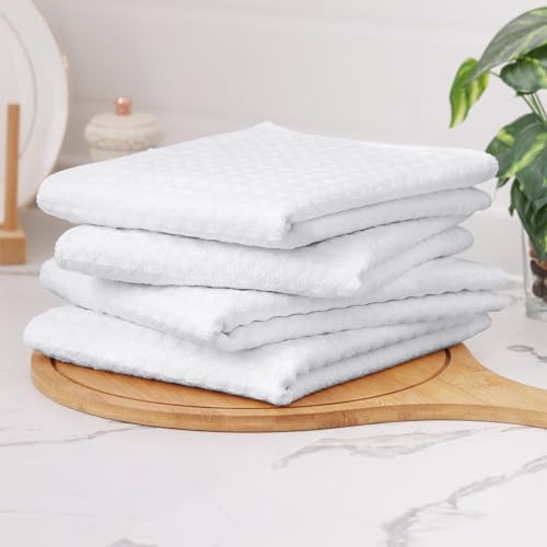 Homaxy Microfiber Kitchen Towels and Dishcloths Sets, 8 Pack, White - Image 6
