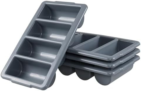 4 Pack Plastic Commercial Cutlery Bin, 4 Compartment Silverware Bin | Heavy Duty, Silverware Organizer for Restaurant, Cafeteria, Canteen - Image 7