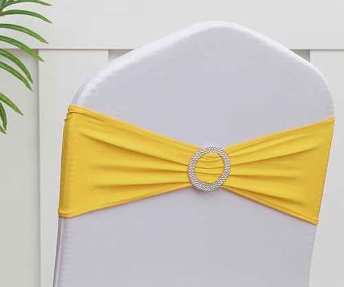 Yellow Sapndex Chair Sashes 50 Pack, Yellow Chair Bows Sashes for Wedding Birthday Party Folding Chairs Decor - Image 6