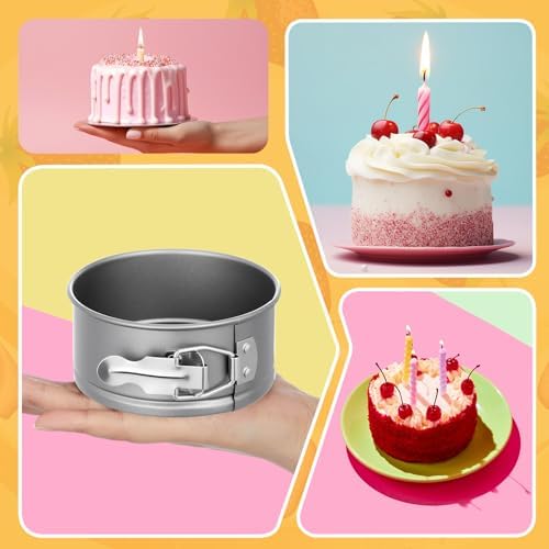 Sunnyray 8 Pcs 4 Inch Springform Pans Mini Cheesecake, Grey | Removable Bottom Leakproof, Ideal for Cheesecakes Pizza Quiche Tarts, Nonstick Spring Form Baking Easy Release Round Molds - Image 6