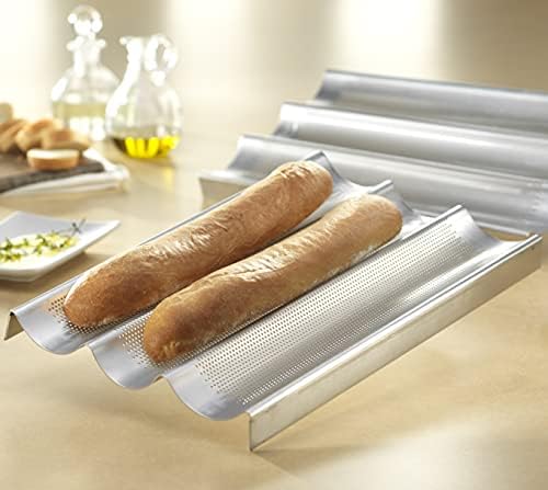 USA Pan Bakeware Aluminum Perforated Nonstick French Baguette Bread Pan, 3-Loaf - Image 5