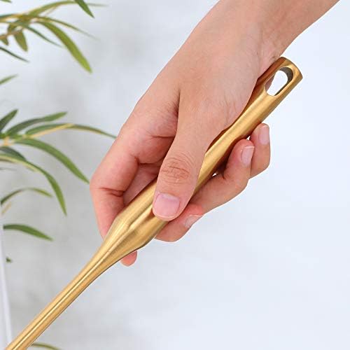 Buyer Star 18/8 Stainless Steel Kitchen Utensil Set - 7 piece Kitchen Gadgets, Small Ladle,Small Skimmer Spoon, Bread Tong, Whisk, Potato Masher, Rice Spoon and Utensil Holder(Gold) - Image 6
