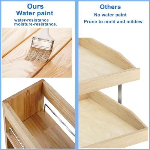 DINDON Pull Out Spice Rack Organizer for Cabinet, (5" W x 21.9" D x 25.2" H) Multi-Use Wood Pull Out Cabinet Organizer Slide Out Shelf Cabinet Storage for Kitchen, Pantry Organization - Image 6