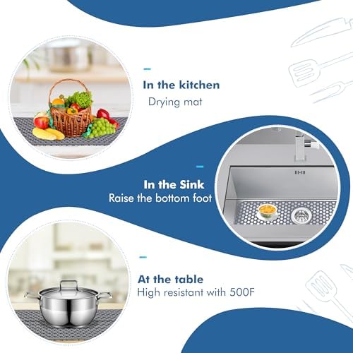 Bestjing Silicone Sink Protectors for Kitchen Sink, 28.3"x 15.7" Rear Drain - Image 6