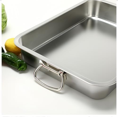 Generic Roasting Pan Stainless steel Roasting pan Turkey Roasting pan with grill Rectangular grill suitable for Turkey, roast chicken and ham (14x10.4x2.8in), Silver - Image 6