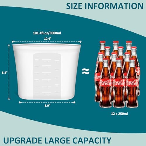 Extra Large Reusable Silicone Food Storage Bags 4 Pack, 0.8 Gallon/3000ml, 100% Silicone Stand-Up Wide-Open Zip-Lock Reusable Bags for Large Items, Microwave Freezer Oven Dishwasher Safe, Translucent - Image 6