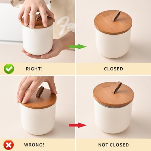 White Ceramic Canister Set with Bamboo Lids, 4-Piece Airtight Food Storage Jars for Kitchen – Flour, Sugar, Coffee, Tea, Spice – Smaller, Small, Medium, Large Sizes - Image 7