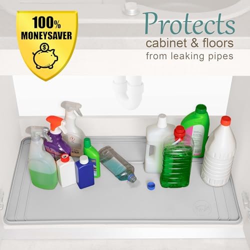 The Original Under Sink Mat - Silicone Waterproof mat, Trimmable, Easy to Clean, Kitchen cabinet liner, Under sink protector mats, Drip Tray with Lip - 31" x 22" or smaller - Image 7