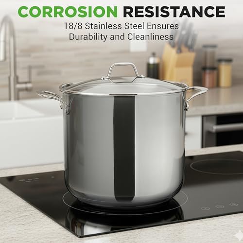 NutriChef 19 Qt Stock Pot with Lid | Stainless Steel Induction Cookware - Image 6