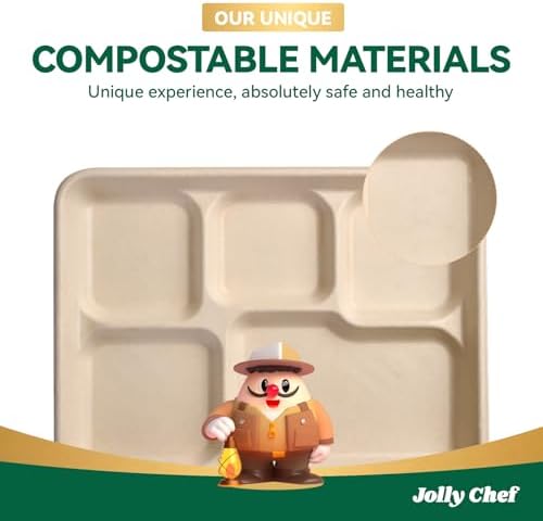 Compostable 5 Compartment Paper Plates 11*8 Inch 500 Pack Divided Plates | Natural Disposable Heavy Duty Eco-Friendly Biodegradable Food Tray for Party Lunch Dinner Christmas 500 Count (Brown) - Image 7