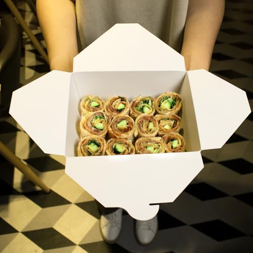 Karat FP-FTG48W 48 fl.oz. 5.9" x 4.6" x 2.4" Fold-to-Go Box #8,.White (Pack of 300) - Image 7