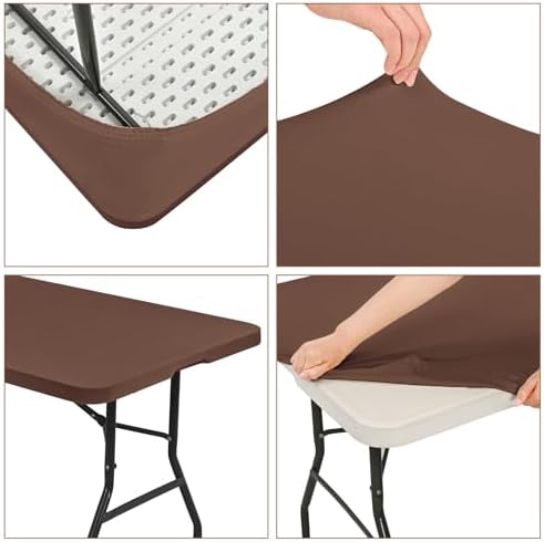 6 Pack Stretch Table Top Cap Cover, Coffee, 30" x 96" - Image 6