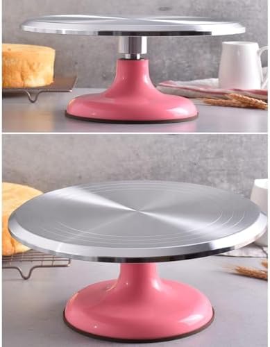 EVGATSAUTO Revolving Cake Decorating Stand, Silent Bearing 10 Inch Aluminum Alloy Round Cake Turntable for Professional Pastry Chefs - Image 7