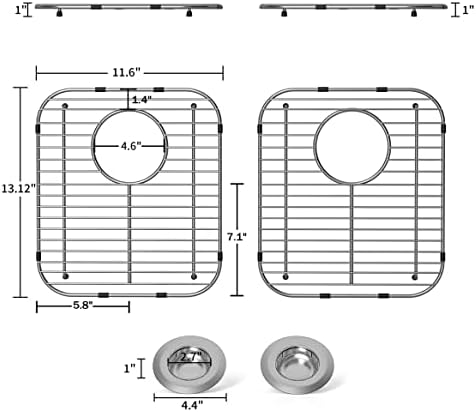 4Pack Stainless Steel Sink Protectors for Kitchen Sink, 13.1"x11.6"x1" Sink Grid Universal with Rear Drain, Rust-Resistant Metal Sink Rack for Bottom of Sink with Sink Strainers (Rear Drain/Set 2) - Image 6