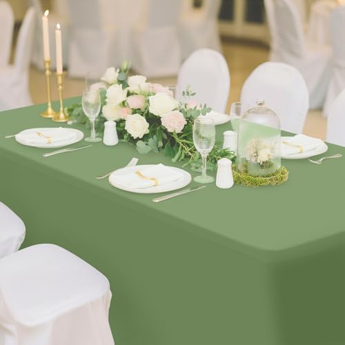 Smiry 2 Pack Spandex Table Cloth 5FT, Elastic Fitted Sage Green Tablecloth - Image 6